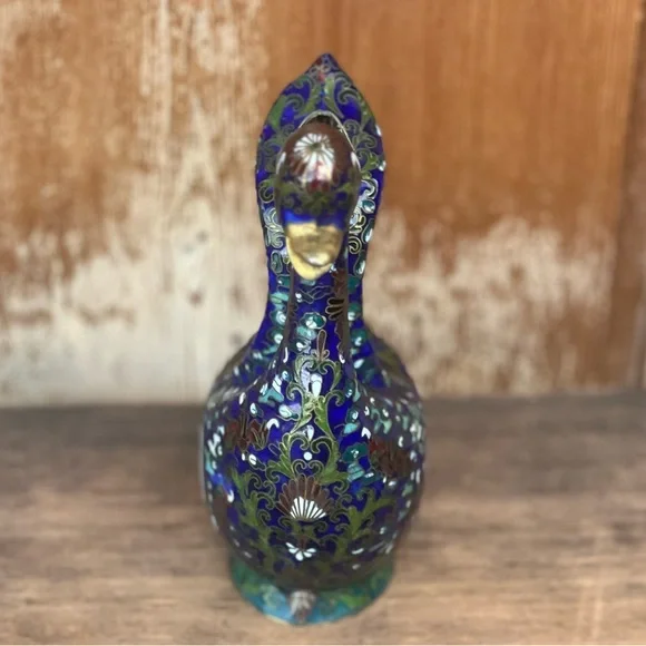 Vintage Cloisonné Duck Vase Figurine – 8” Tall – Multi-Purpose - Picture 3 of 7